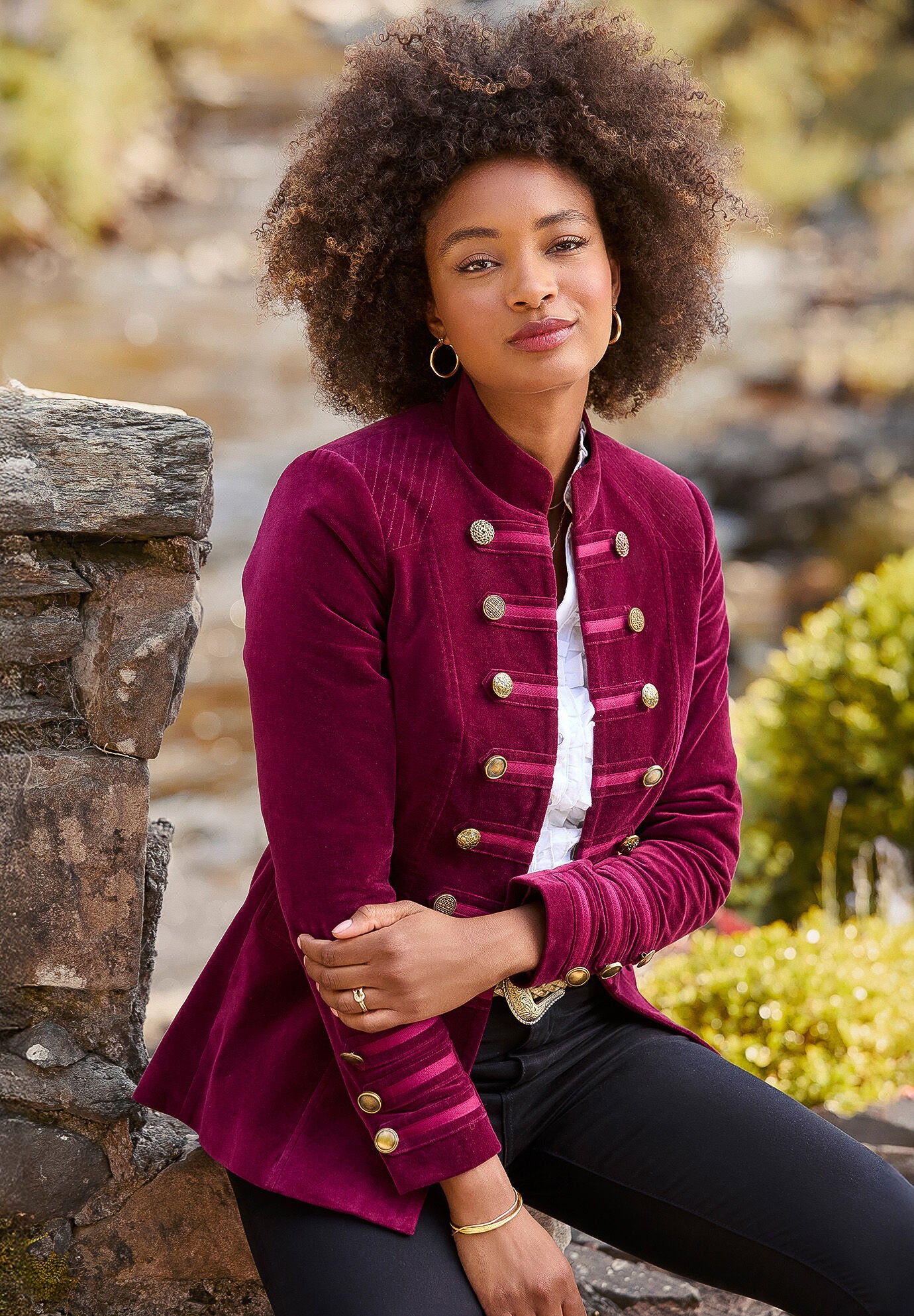 Faux Suede Military Jacket, MERLOT, hi-res image number 0