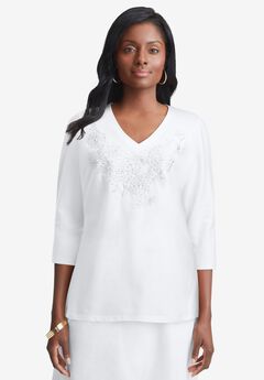 Stretch Cotton Embroidered Tee