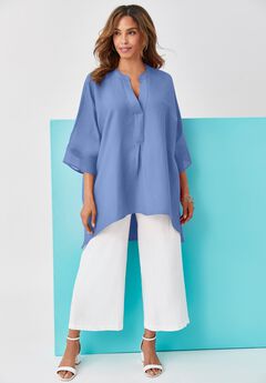 Plus Size Linen Blend Summer Tunics