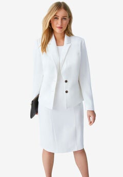 2-Piece Stretch Crepe Single-Breasted Jacket Dress