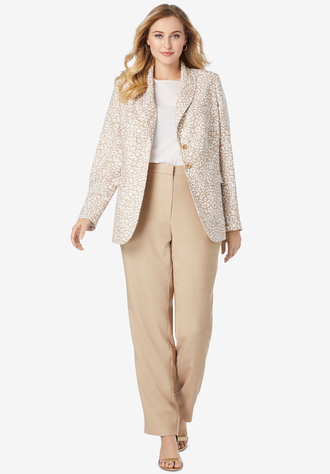 Plus size cream pantsuit