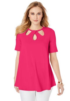 Stretch Knit Cutout Swing Tunic