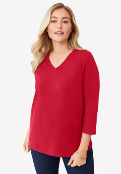 Stretch Cotton V-Neck Tee