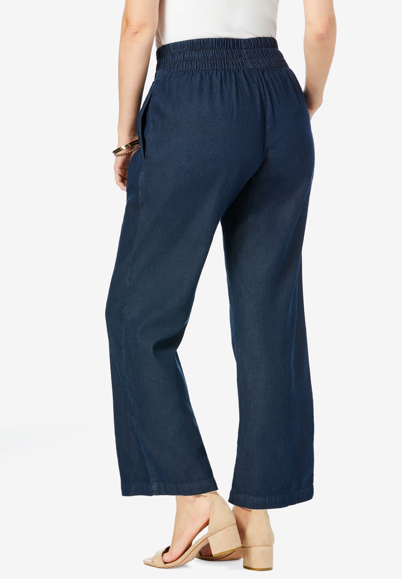 Chambray Wide Leg Pant, INDIGO, on-hover image number 1
