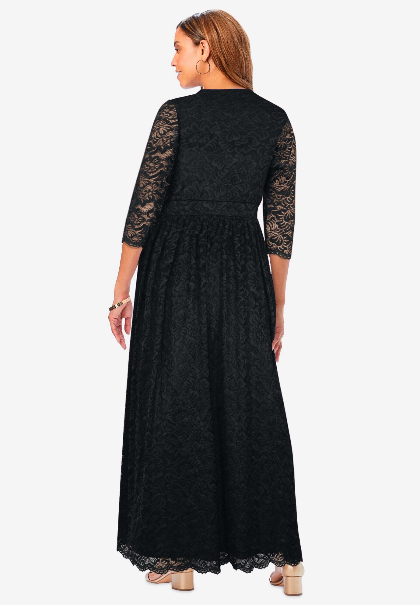 Stretch Lace Maxi Dress, BLACK, on-hover image number 1