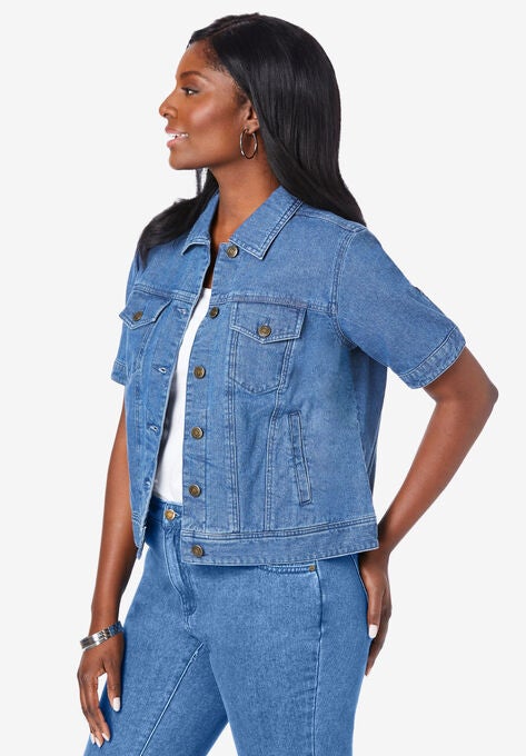 Short Sleeve Denim Jacket, , alternate image number null