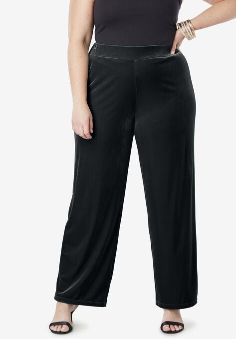 Velour Palazzo Pants Plus Size Casual Pants Roaman S