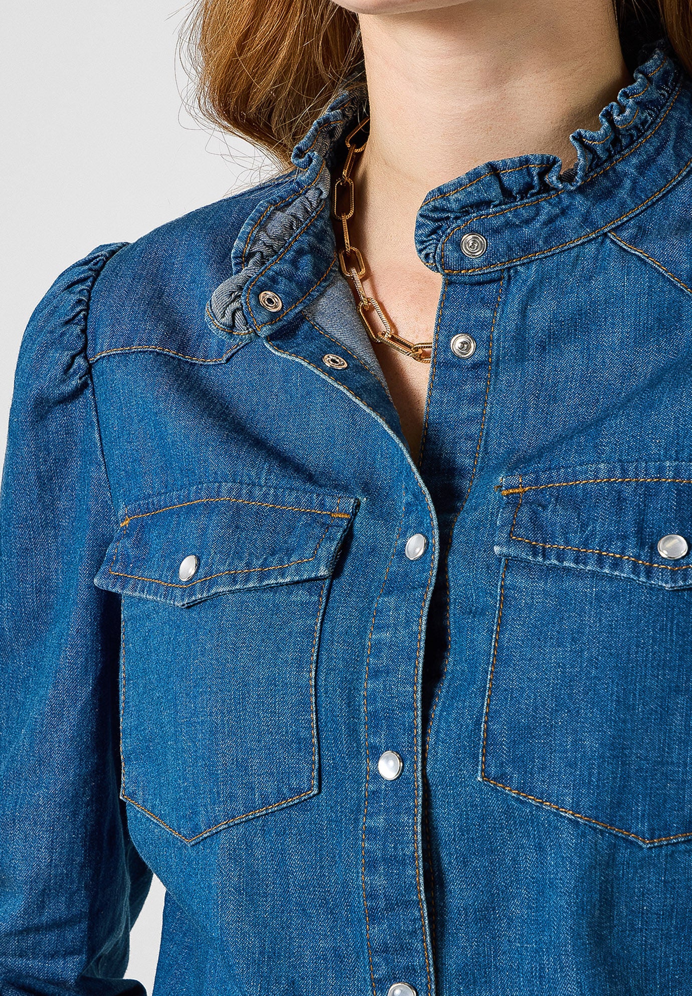 Denim Chambray Shirt, DARK CHAMBRAY, alternate image number 2