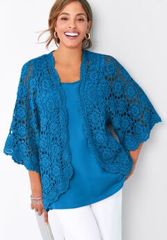 Plus Size Blue Cardigan