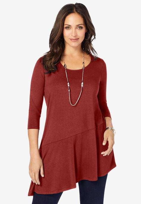 Asymmetrical Hem Tunic, RED OCHRE, hi-res image number null