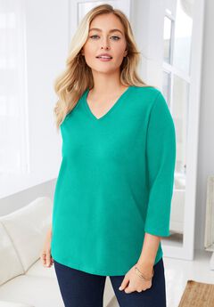 Stretch Cotton V-Neck Tee