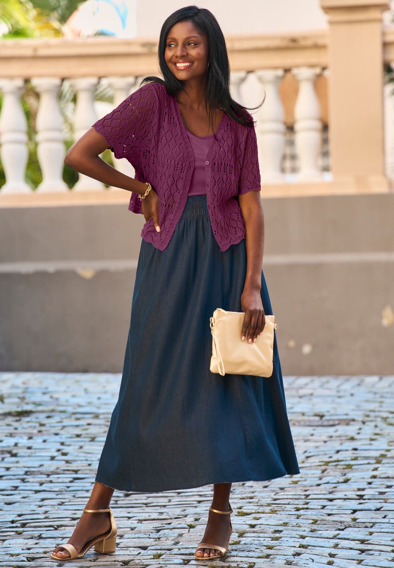 Crochet Shrug, DEEP CLARET, hi-res image number 0