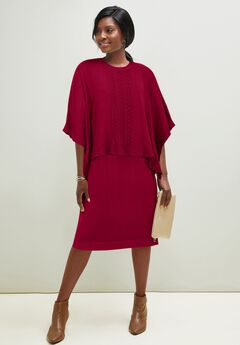 Cable Knit Cape Sweater Dress