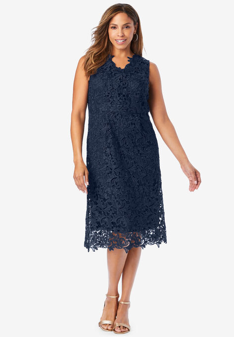 Lace Midi Dress, NAVY, hi-res image number null