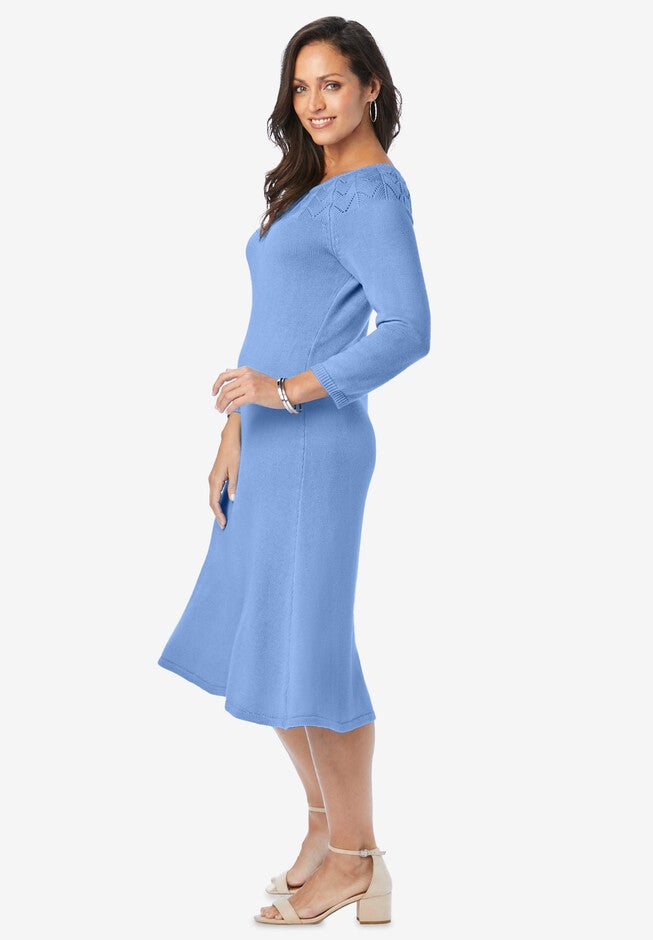 Pointelle Sweater Dress, , alternate image number 2