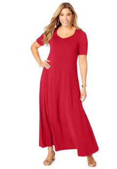 Stretch Knit Sweetheart Maxi Dress