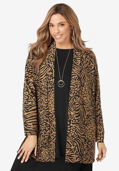 Stretch Knit Open Front Knit Topper
