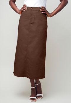 True Fit Stretch Denim Midi Skirt