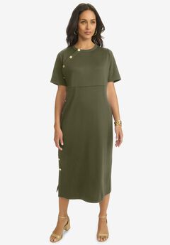 Side Button Midi Dress