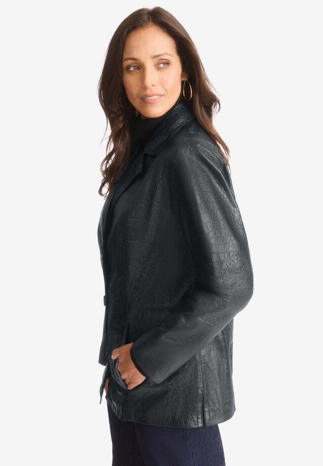 Croc Leather Blazer, , alternate image number null