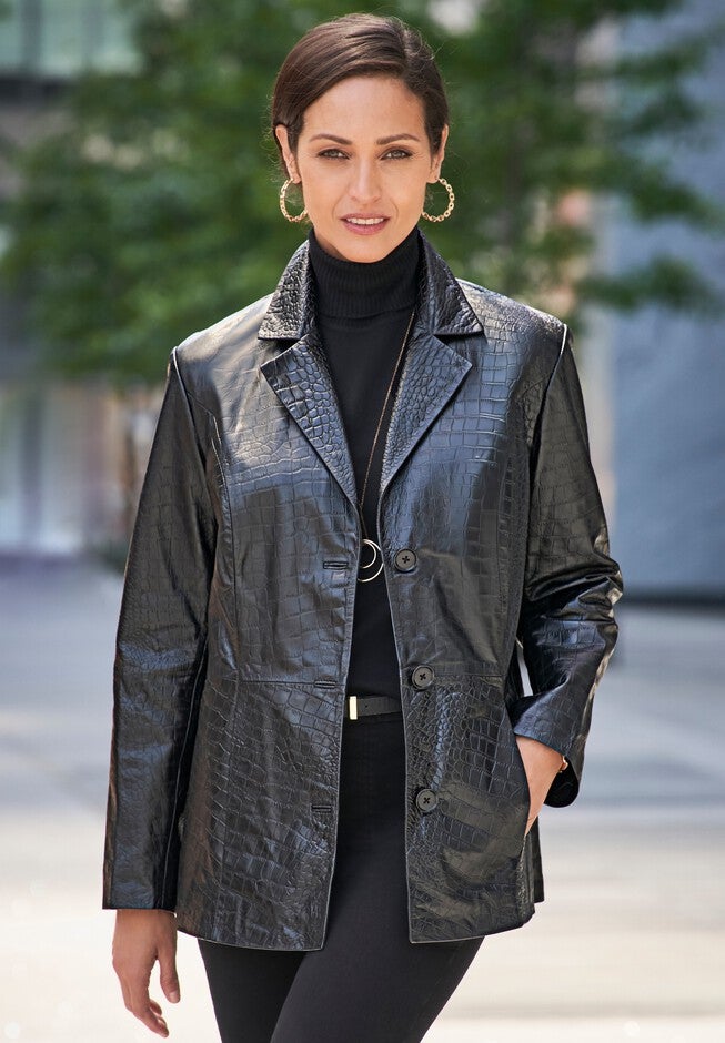 Croc Leather Blazer, , alternate image number null