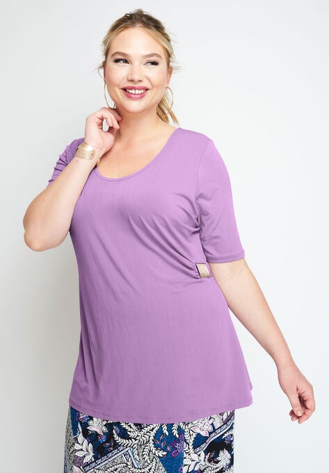 Travel Knit Buckle Tunic Plus Size 30 Inches Long Roaman S