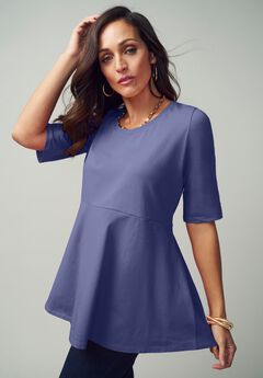 Stretch Cotton Peplum Tunic