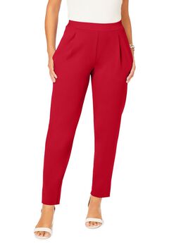 Stretch Knit Crepe Straight Leg Pants