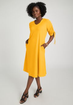 Tie Sleeve Midi Dress