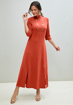 Mockneck Slit Maxi Dress