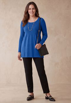 Ribbed Baby Doll Tunic Sweater