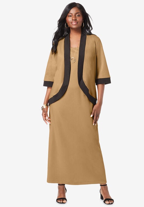 Ponte Jacket Dress, SOFT CAMEL BLACK, hi-res image number null