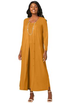 2-Piece Stretch Knit Duster Set