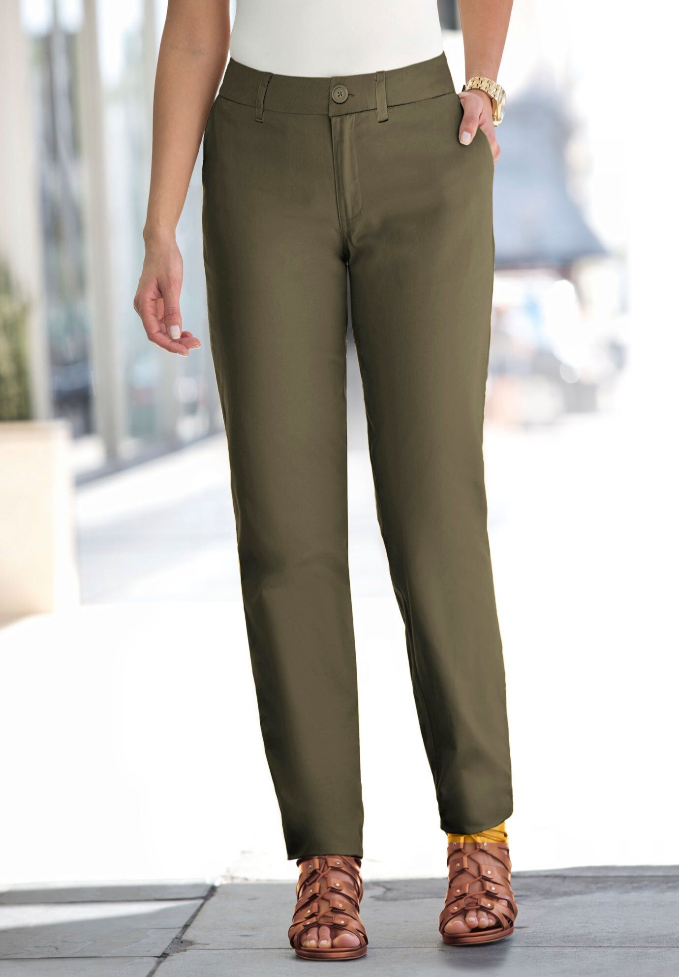 Stretch Cotton Chino Straight Leg Pant
