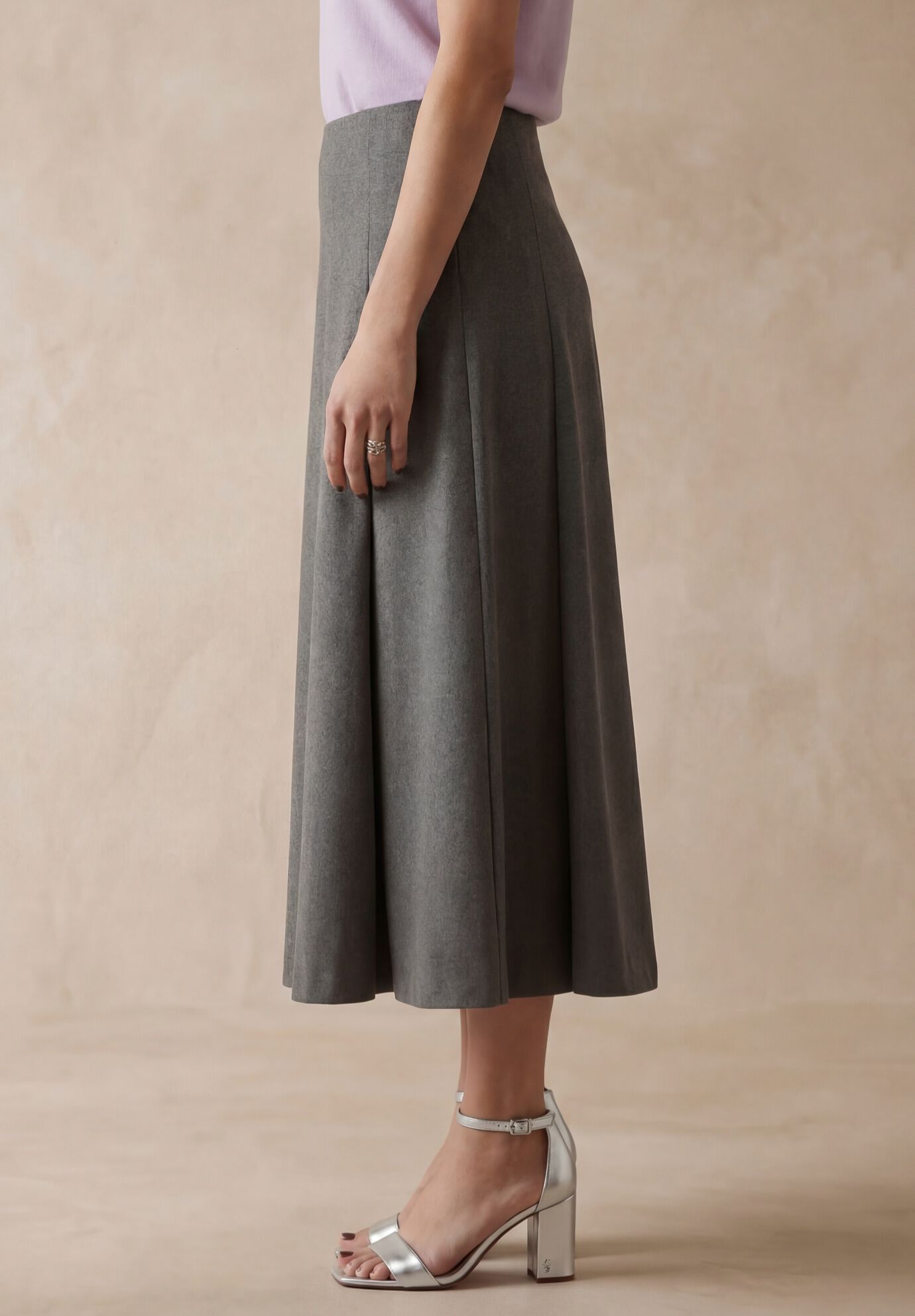 Pleated A-Line Skirt, CHARCOAL, alternate image number 2