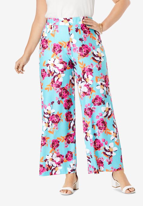 Travel Knit Wide Leg Pants Plus Size Wide Leg Palazzo Pants