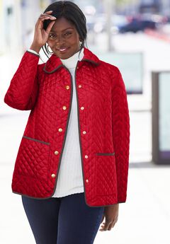 Snap-Front Quilted Coat