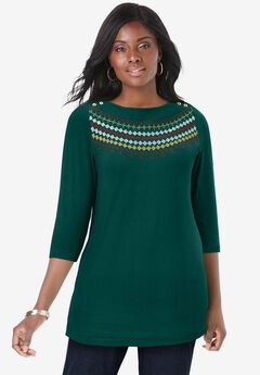 Stretch Cotton Boatneck Tunic