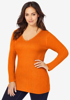 V-Neck Ribbed Sweater