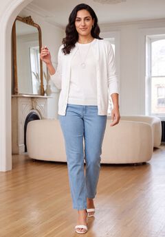 Fine Gauge Button-Front Cardigan