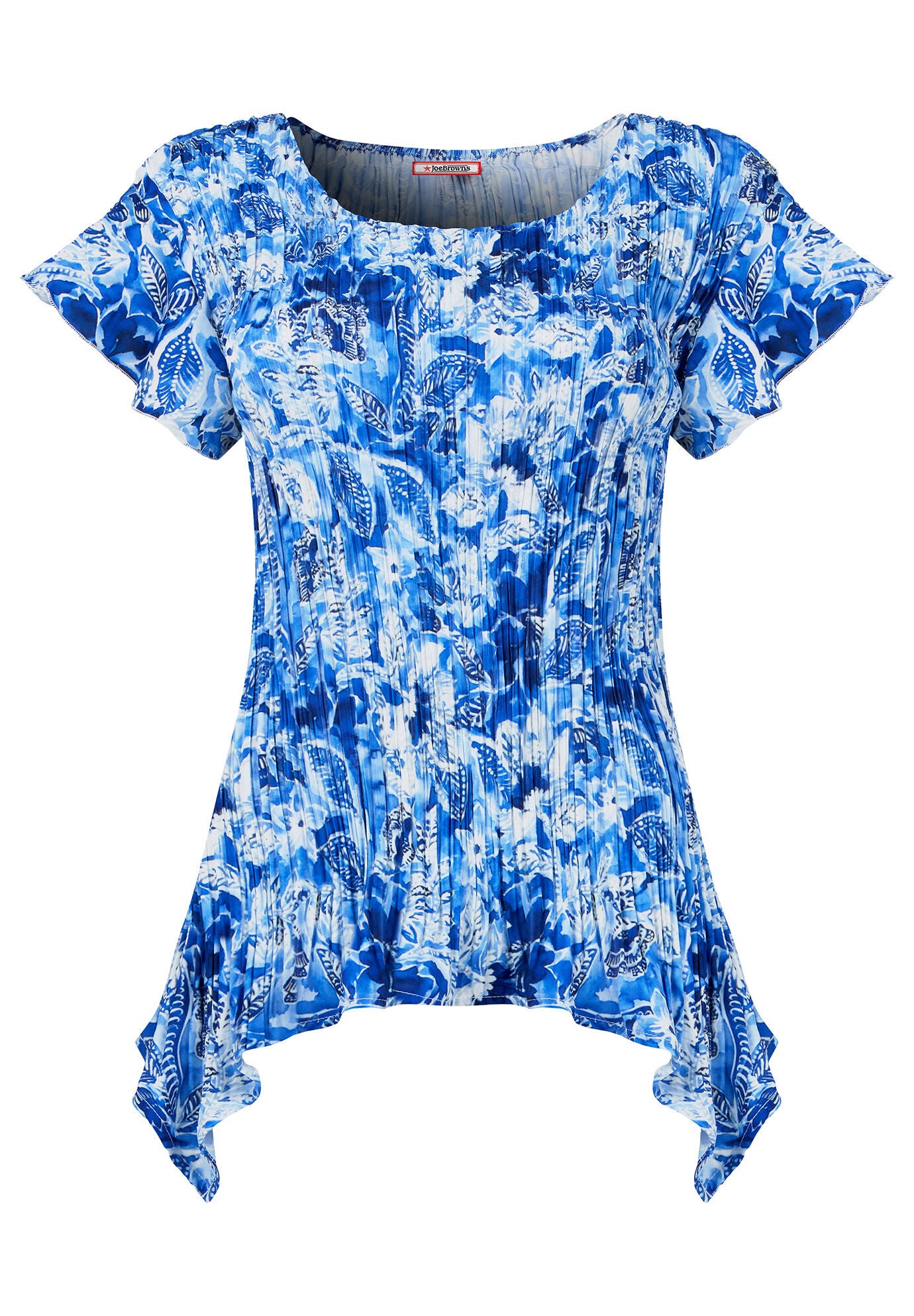 Plisse Sharkbite Tee, BLUE WATERCOLOR FLORAL, alternate image number 3