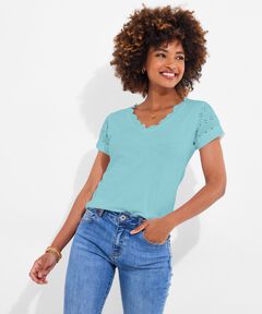 V-Neck Eyelet Tee