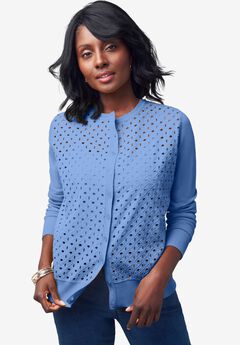 Fine Gauge Eyelet Cardigan