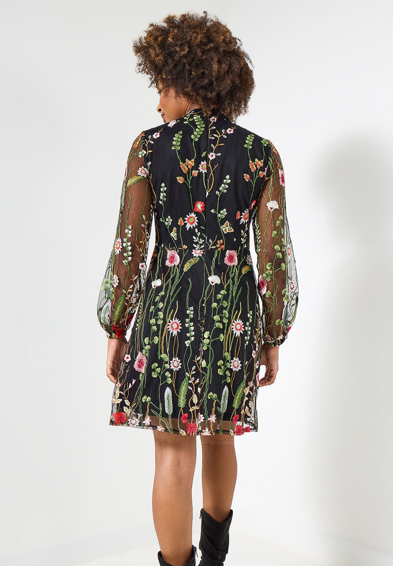Embroidered Floral Dress, MIDNIGHT MULTI GARDEN, on-hover image number 1