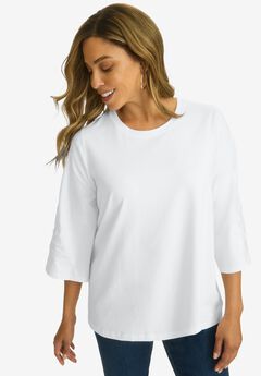 Stretch Floral Embroidered Tee