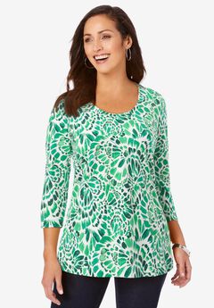 Stretch Cotton Scoop Neck Tee