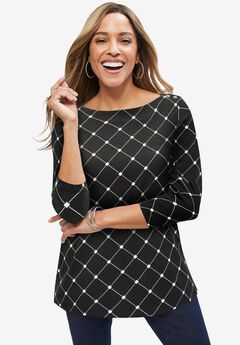 Stretch Cotton Boatneck Tunic