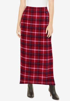 Side-Button Wool Skirt