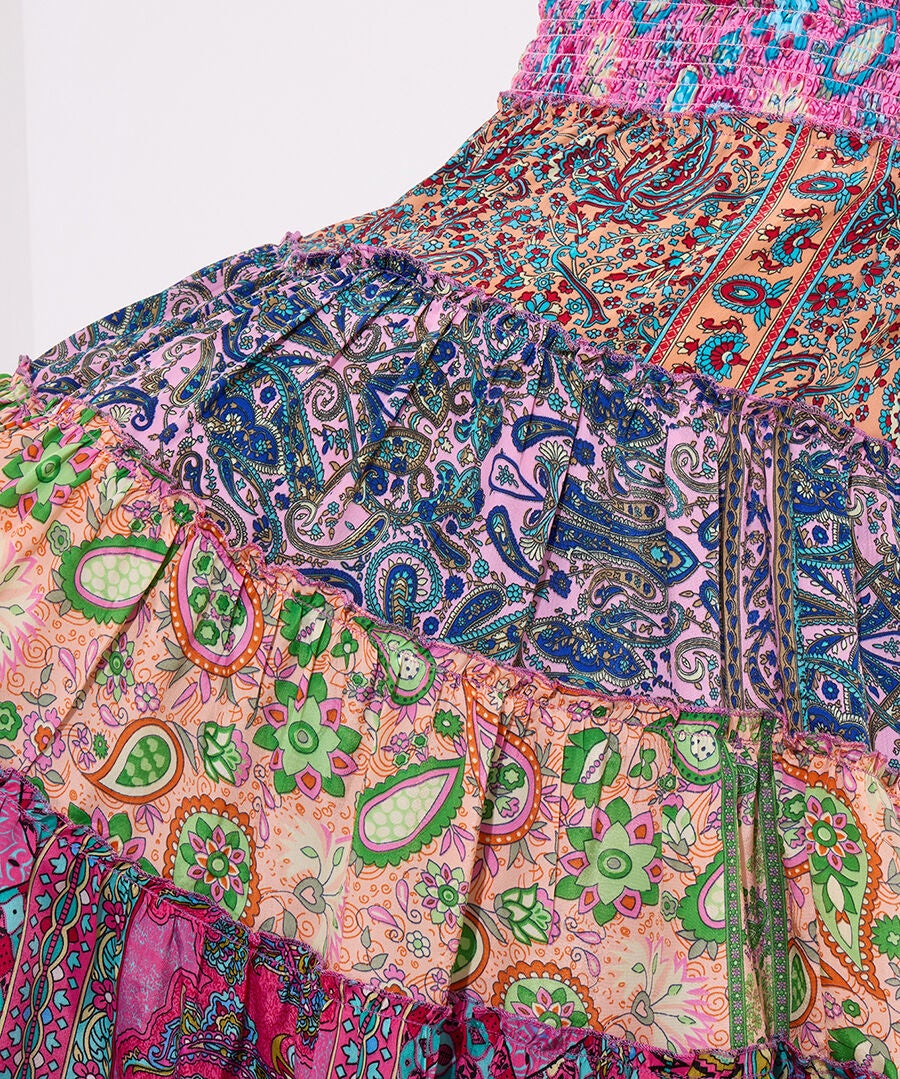 Smocked Waist Maxi Skirt, MULTICOLOR PAISLEY STRIPE, alternate image number 3