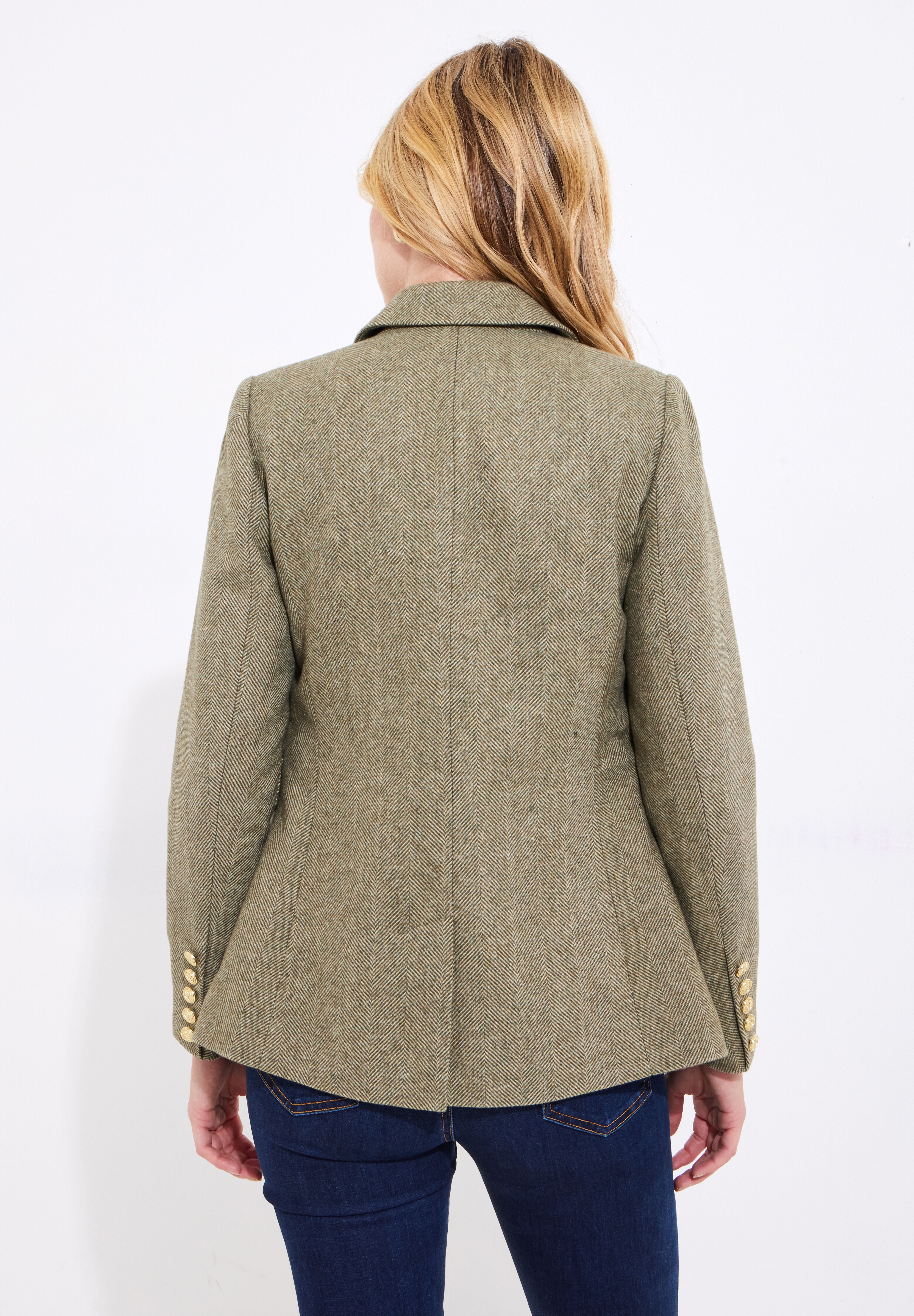 Double Breasted Wool Blazer, OLIVE MINI HERRINGBONE, alternate image number 3